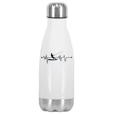 Water Skiing Heartbeat Cool Water Sports Lover Gift Stainless Steel Insulated Water Bottle