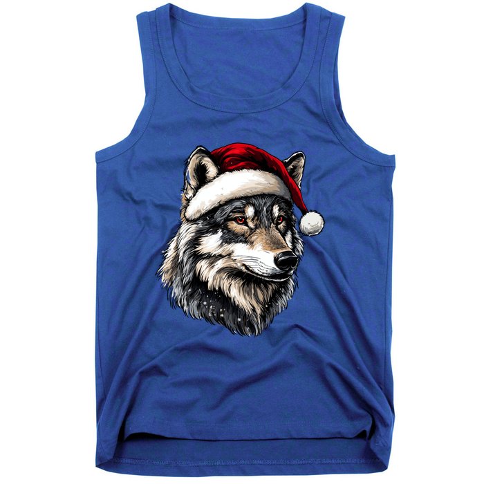 Wolf Santa Hat Wild Animals Lover Christmas Great Gift Tank Top