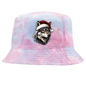 Wolf Santa Hat Wild Animals Lover Christmas Great Gift Tie-Dyed Bucket Hat