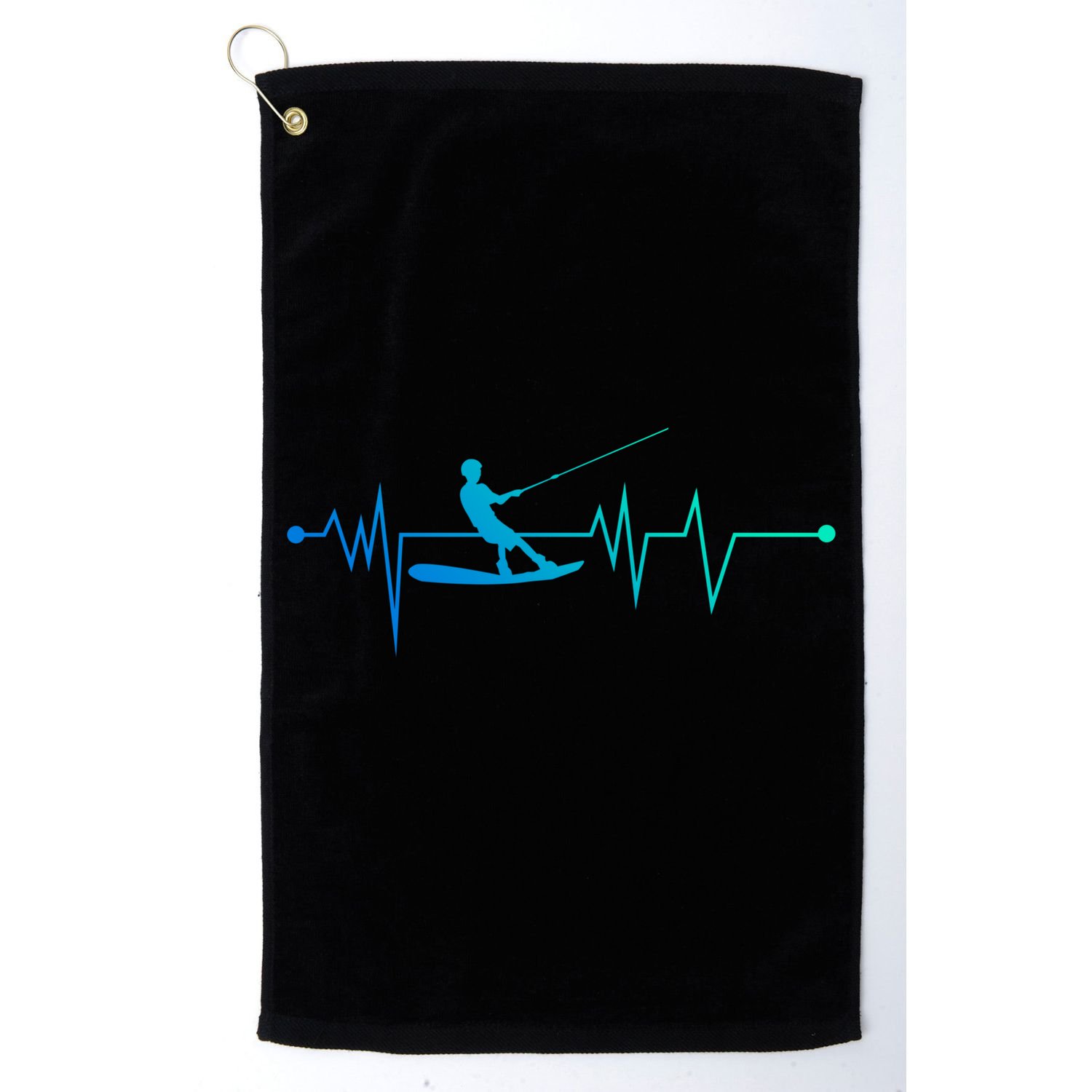 Water Skiing Heartbeat Cool Water Sports Lover Gift Golf Towel