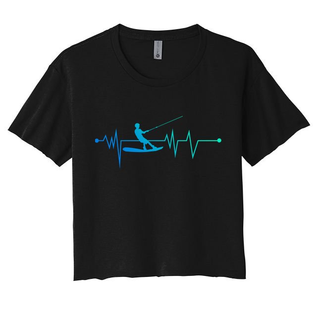 Water Skiing Heartbeat Cool Water Sports Lover Gift Crop Top