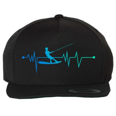 Water Skiing Heartbeat Cool Water Sports Lover Gift Wool Snapback Cap