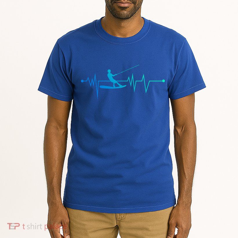 Water Skiing Heartbeat Cool Water Sports Lover Gift Tall T-Shirt
