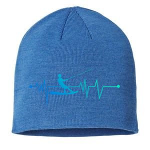 Water Skiing Heartbeat Cool Water Sports Lover Gift Sustainable Beanie