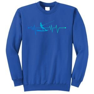 Water Skiing Heartbeat Cool Water Sports Lover Gift Tall Sweatshirt