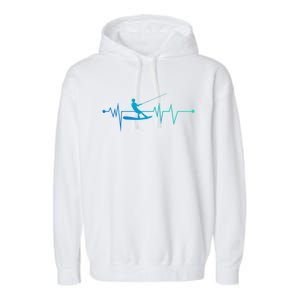 Water Skiing Heartbeat Cool Water Sports Lover Gift Garment-Dyed Fleece Hoodie