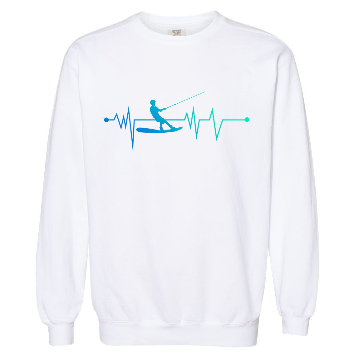 Water Skiing Heartbeat Cool Water Sports Lover Gift Garment-Dyed Sweatshirt
