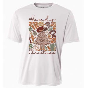 Western Santa Hat Howdy Christmas Tree Boho Flower Cowboy Cooling Performance Crew T-Shirt