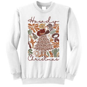 Western Santa Hat Howdy Christmas Tree Boho Flower Cowboy Sweatshirt