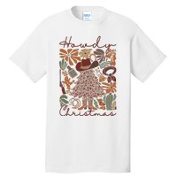 Western Santa Hat Howdy Christmas Tree Boho Flower Cowboy Tall T-Shirt