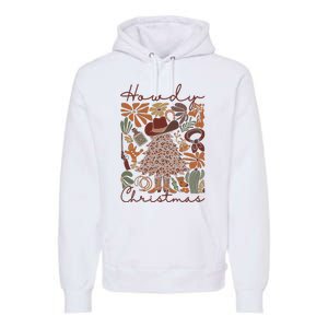 Western Santa Hat Howdy Christmas Tree Boho Flower Cowboy Premium Hoodie