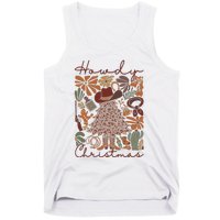 Western Santa Hat Howdy Christmas Tree Boho Flower Cowboy Tank Top