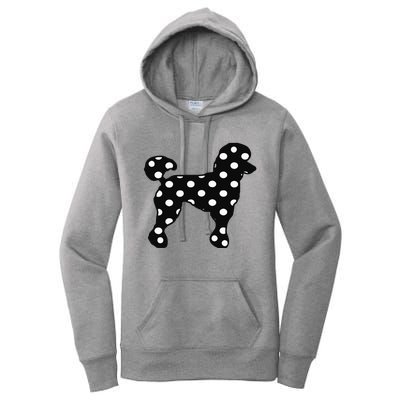 Womens Sock Hop Cutie 50s Costume Black Polka Dot Poodle VNeck Women's Pullover Hoodie