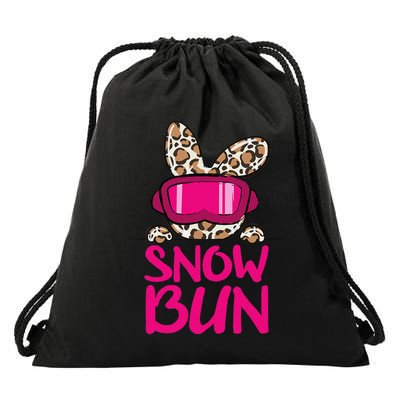 Winter Slope Hopper Ski Adventure Leopard Drawstring Bag