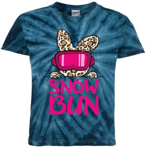 Winter Slope Hopper Ski Adventure Leopard Kids Tie-Dye T-Shirt