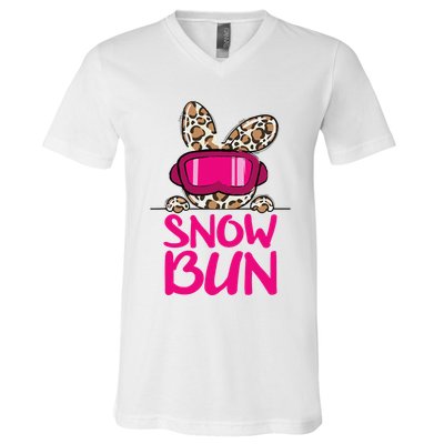 Winter Slope Hopper Ski Adventure Leopard V-Neck T-Shirt