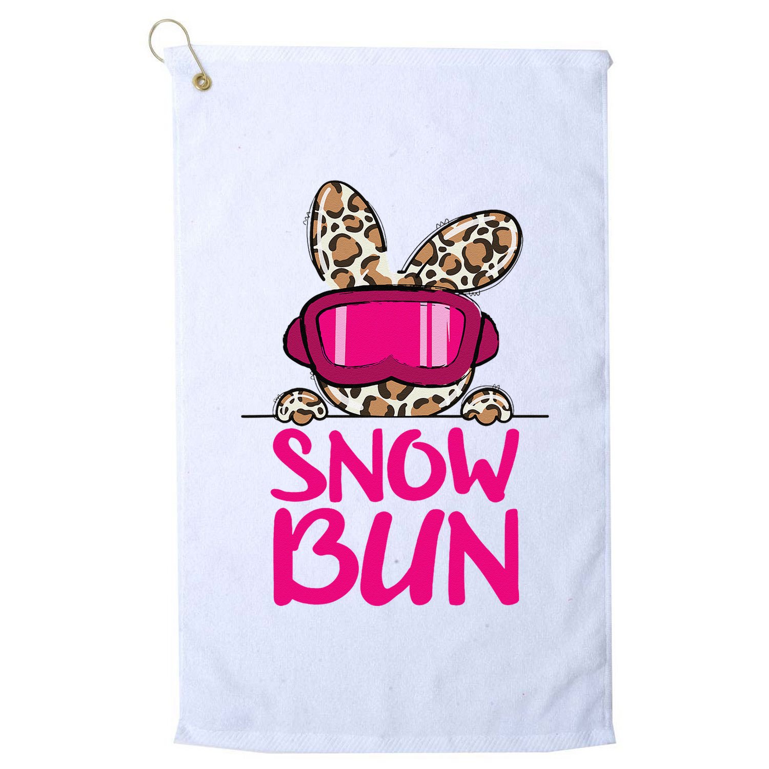 Winter Slope Hopper Ski Adventure Leopard Golf Towel
