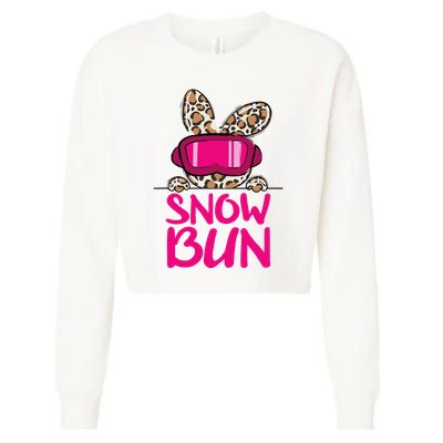 Winter Slope Hopper Ski Adventure Leopard Cropped Pullover Crew