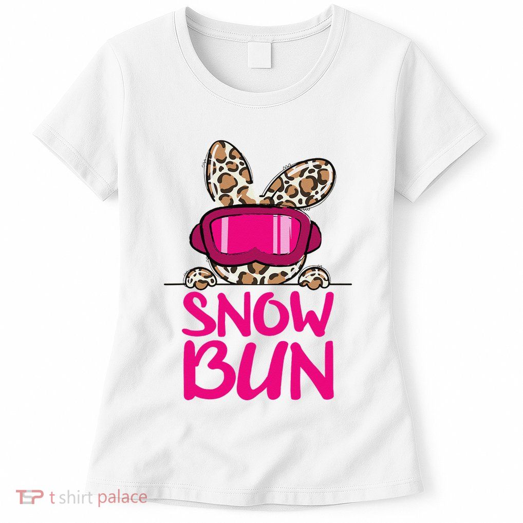 Winter Slope Hopper Ski Adventure Leopard Womens T-Shirt