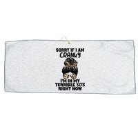 Wo Sorry If I Am Cranky I'm In My Terrible 50'S Right Now Large Microfiber Waffle Golf Towel