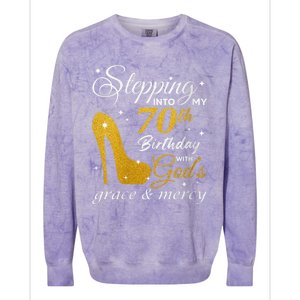 Wo Stepping Into My 70th Birthday With God's Grace And Mercy Colorblast Crewneck Sweatshirt