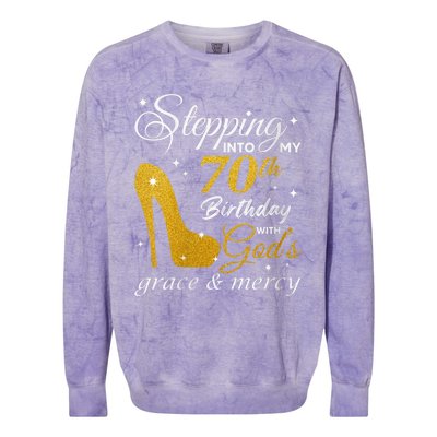 Wo Stepping Into My 70th Birthday With God's Grace And Mercy Colorblast Crewneck Sweatshirt