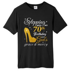 Wo Stepping Into My 70th Birthday With God's Grace And Mercy Tall Fusion ChromaSoft Performance T-Shirt