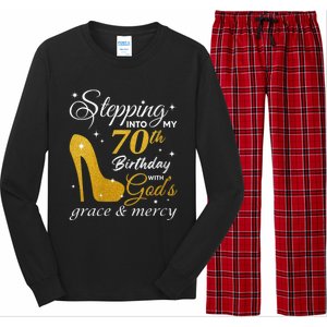 Wo Stepping Into My 70th Birthday With God's Grace And Mercy Long Sleeve Pajama Set