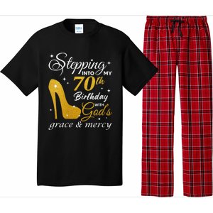 Wo Stepping Into My 70th Birthday With God's Grace And Mercy Pajama Set