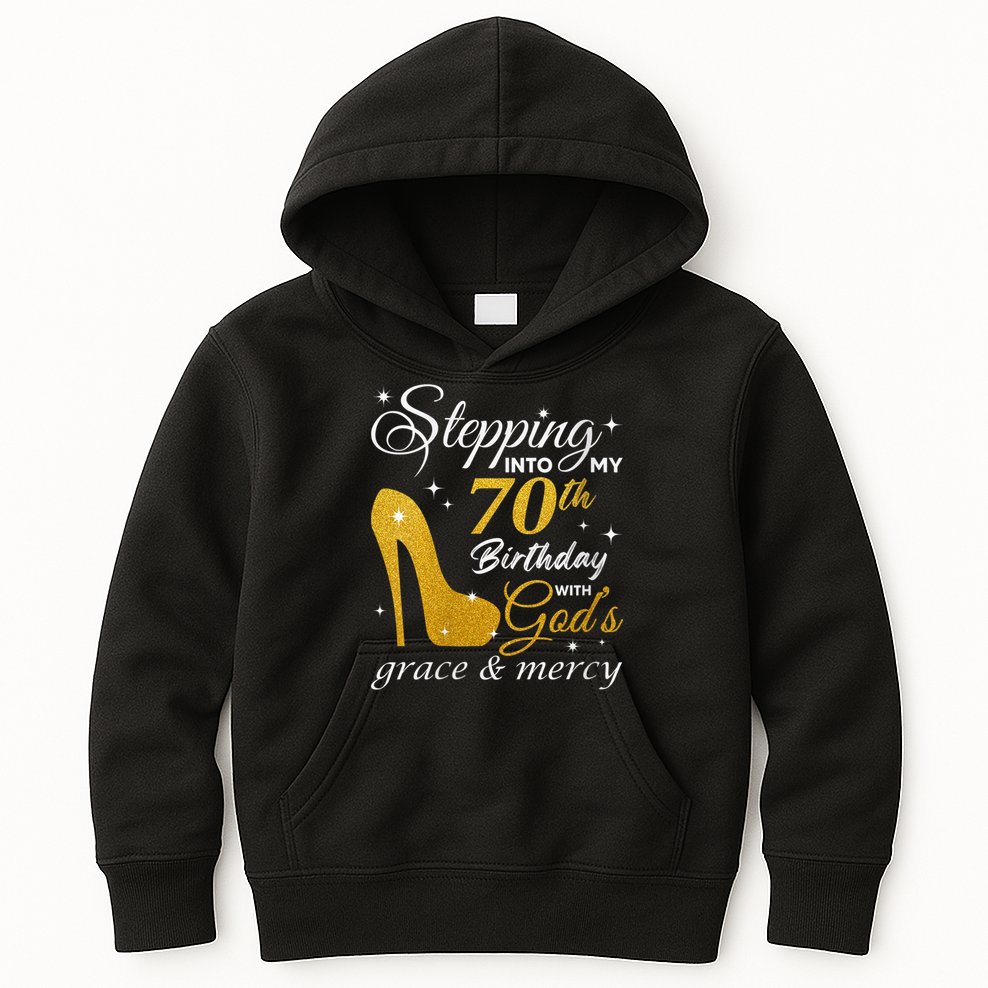 Wo Stepping Into My 70th Birthday With God's Grace And Mercy Kids Hoodie