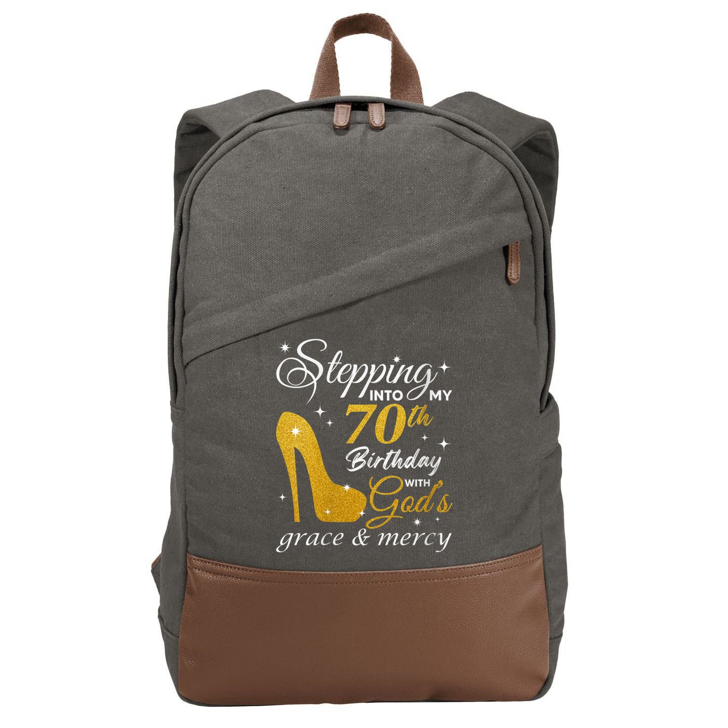 Wo Stepping Into My 70th Birthday With God's Grace And Mercy Cotton Canvas Backpack