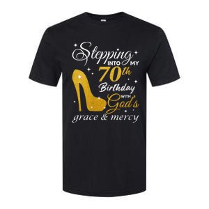 Wo Stepping Into My 70th Birthday With God's Grace And Mercy Softstyle CVC T-Shirt