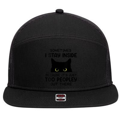 Womens Sometimes I Stay Inside It's Too Peopley Out There Bleached 7 Panel Mesh Trucker Snapback Hat