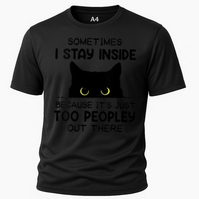 Womens Sometimes I Stay Inside It's Too Peopley Out There Bleached Performance Shirt