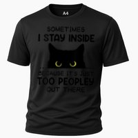 Womens Sometimes I Stay Inside It's Too Peopley Out There Bleached Performance Shirt