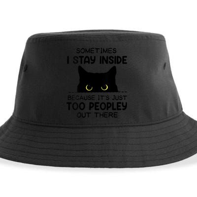 Womens Sometimes I Stay Inside It's Too Peopley Out There Bleached Sustainable Bucket Hat
