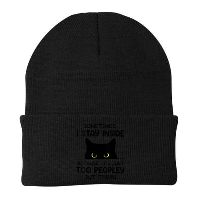 Womens Sometimes I Stay Inside It's Too Peopley Out There Bleached Beanie