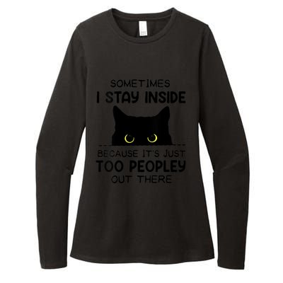 Womens Sometimes I Stay Inside It's Too Peopley Out There Bleached Womens CVC Long Sleeve Shirt