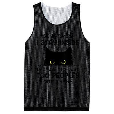Womens Sometimes I Stay Inside It's Too Peopley Out There Bleached Mesh Reversible Basketball Jersey Tank