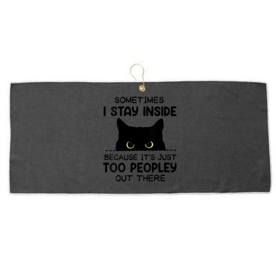 Womens Sometimes I Stay Inside It's Too Peopley Out There Bleached Large Microfiber Waffle Golf Towel