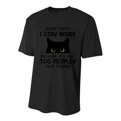 Womens Sometimes I Stay Inside It's Too Peopley Out There Bleached Youth Performance Sprint T-Shirt