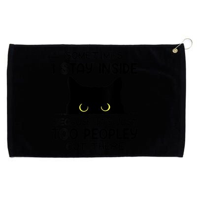 Womens Sometimes I Stay Inside It's Too Peopley Out There Bleached Grommeted Golf Towel