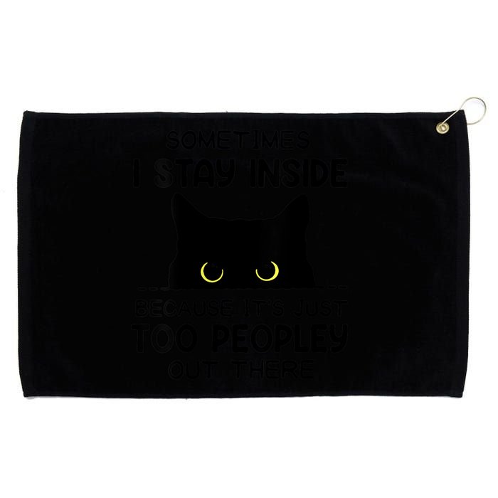 Womens Sometimes I Stay Inside It's Too Peopley Out There Bleached Grommeted Golf Towel