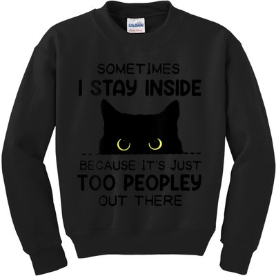 Womens Sometimes I Stay Inside It's Too Peopley Out There Bleached Kids Sweatshirt