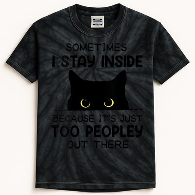 Womens Sometimes I Stay Inside It's Too Peopley Out There Bleached Kids Tie-Dye T-Shirt