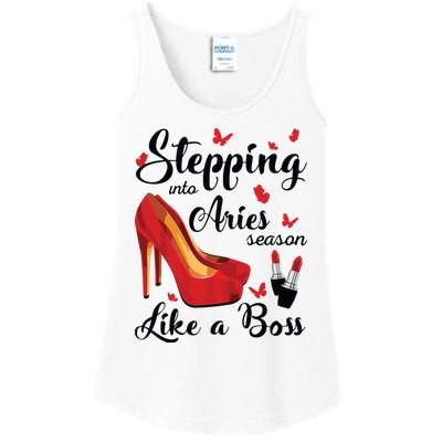 Womens Stepping Into Aries Season Like A Boss Zodiac Birthday Ladies Essential Tank