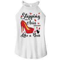 Womens Stepping Into Aries Season Like A Boss Zodiac Birthday Women's Perfect Tri Rocker Tank