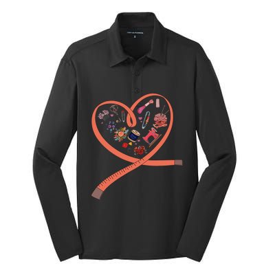 Womens Sewing Is My Heart Tee Quilting Loves Sewing Machines Silk Touch Performance Long Sleeve Polo