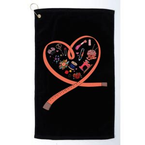 Womens Sewing Is My Heart Tee Quilting Loves Sewing Machines Platinum Collection Golf Towel