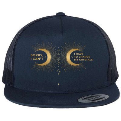 Witchy Sorry I Cant I Have To Charge My Crystals Moon Witch Gift Flat Bill Trucker Hat